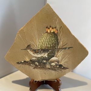Beautiful SW painting of Roadrunner on slate.